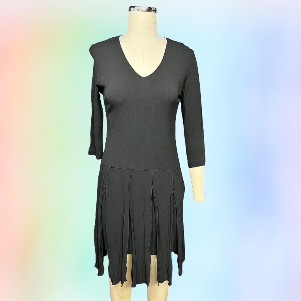 3/4 sleeve black crepe dress size small